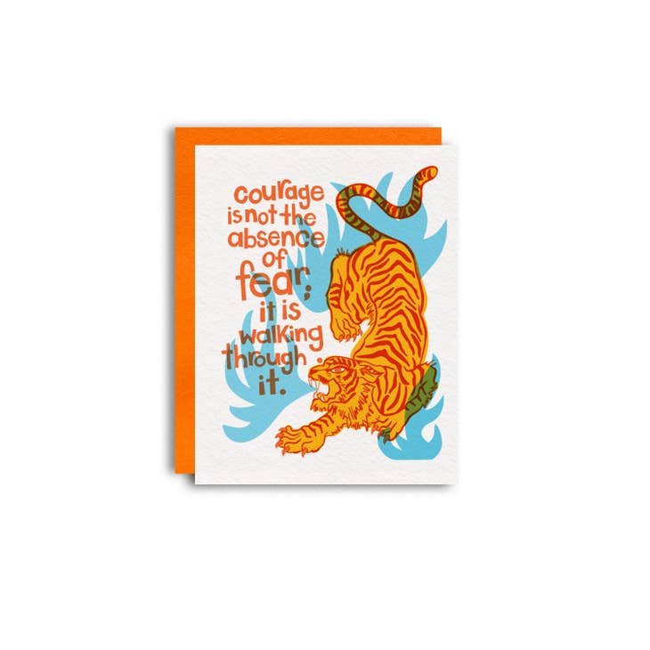 Courage Tiger Encouragement Risograph Greeting Card