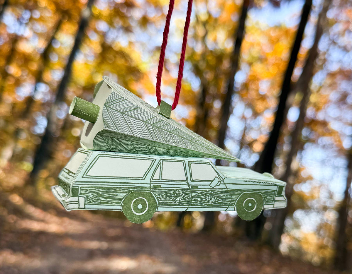 Holiday Station Wagon & Xmas Tree 3D Card
