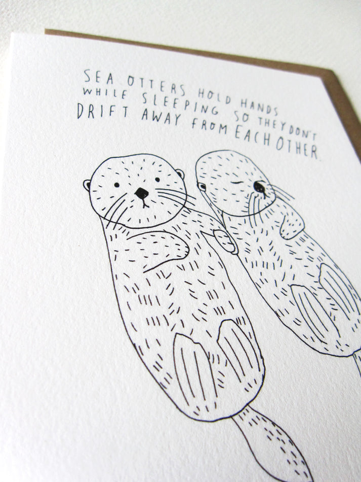 Sea Otter Hold Hands Card