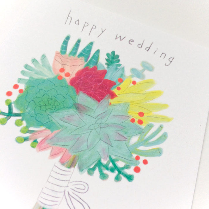 Succulent Bouquet Wedding Card