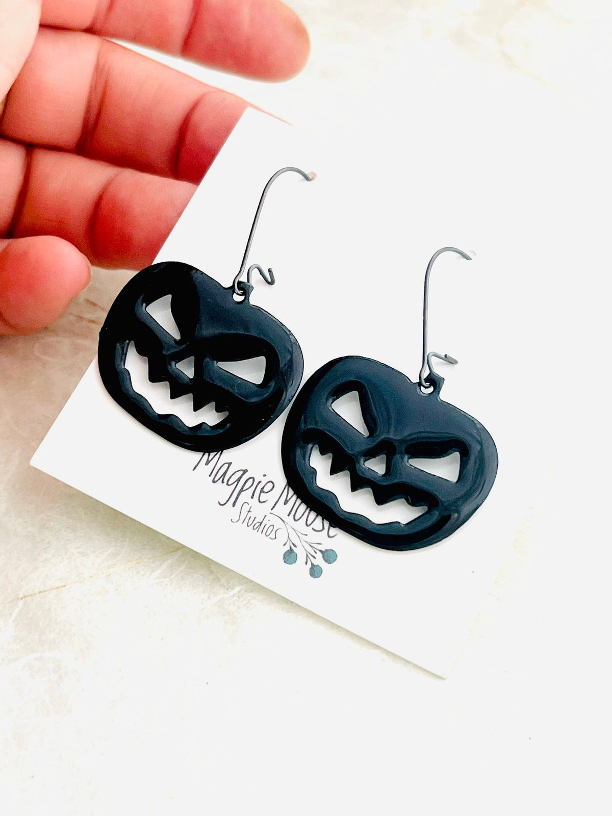 Enamel Jack-O-Lantern Sterling Silver Earrings