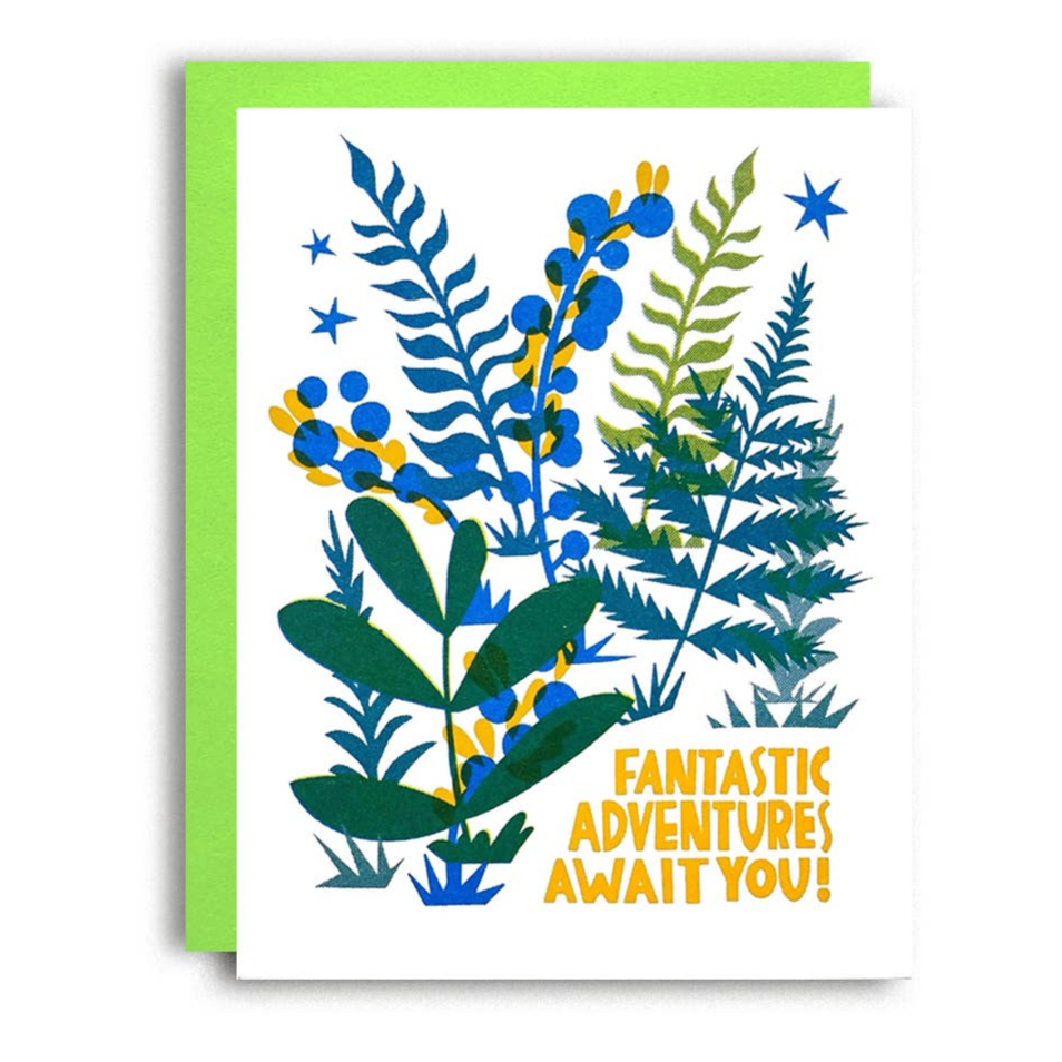 Fantastic Adventures - Forest fern Risograph Card