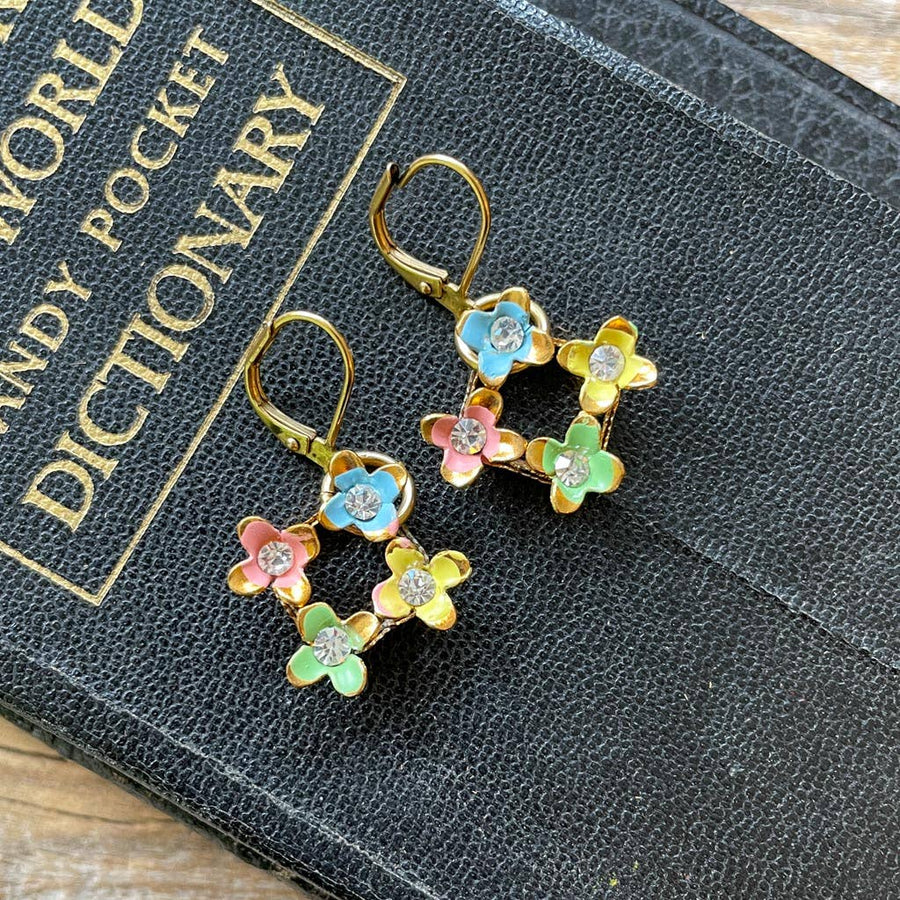 Pastel Floral Rhinestone Earrings