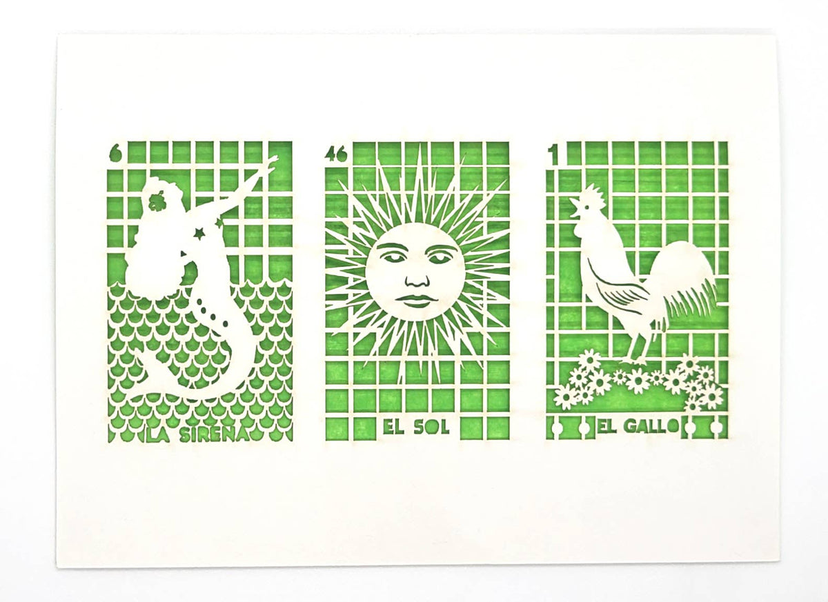 Loteria 3 on 1 Greeting Card: Lime Green / A7
