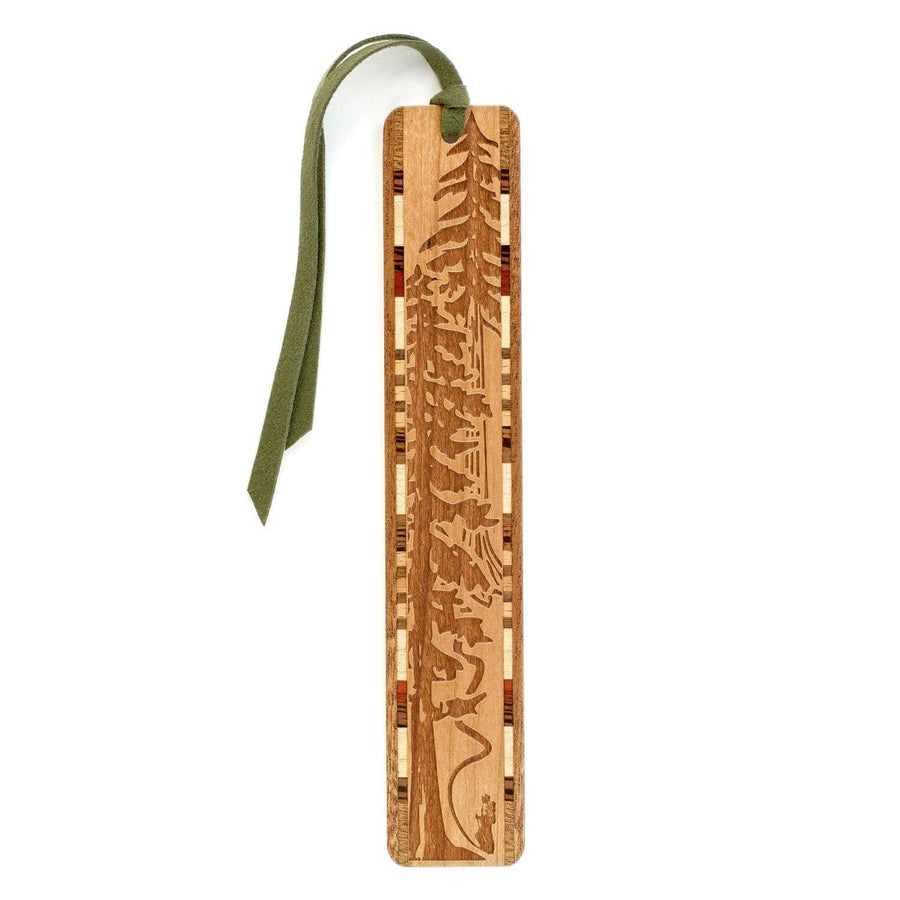 Evergreen Hiker Handmade Engraved Wooden Bookmark