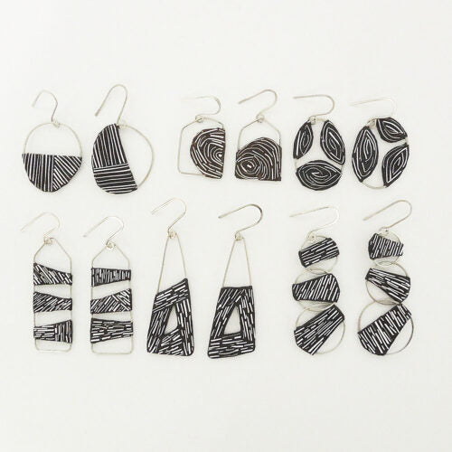 Circular Crosshatch Earrings by Sally Prangley