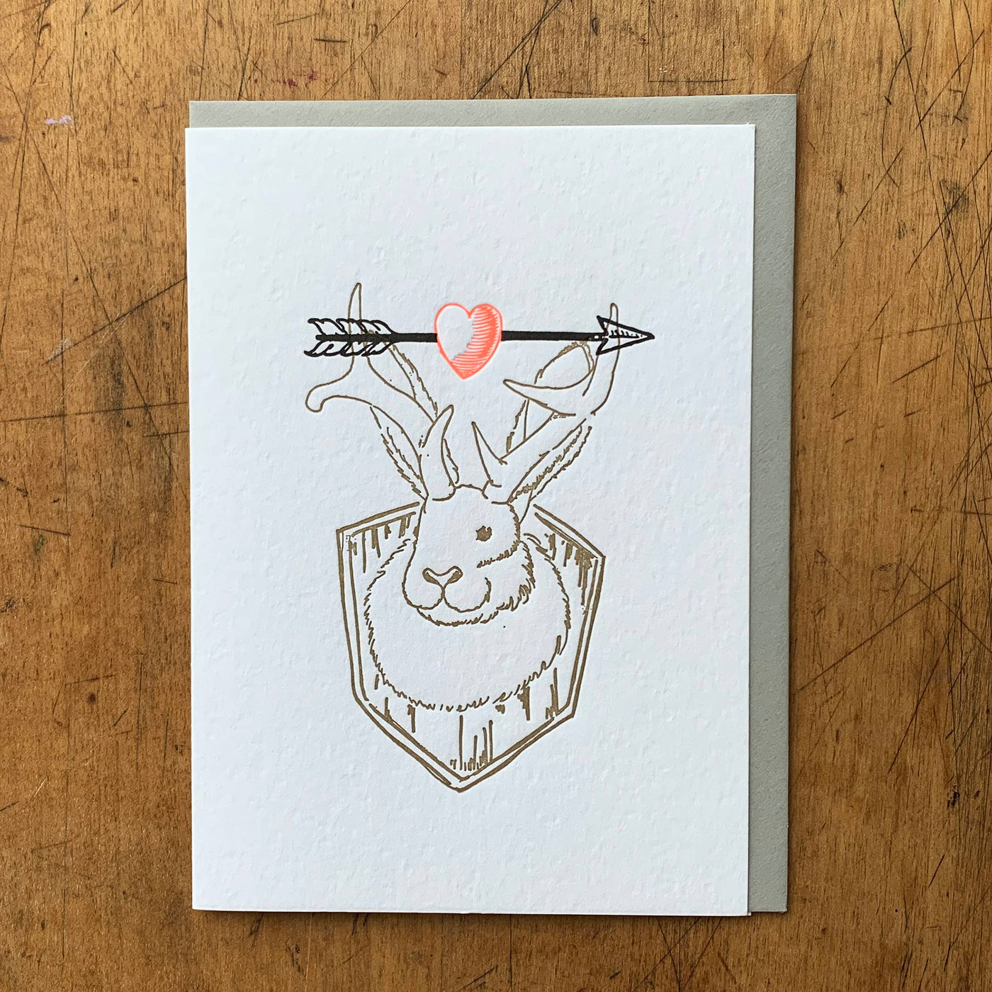 Jackalope with Heart and Arrow Card