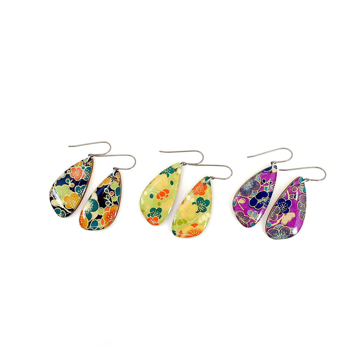 Floral Japanese Chiyogami Earrings