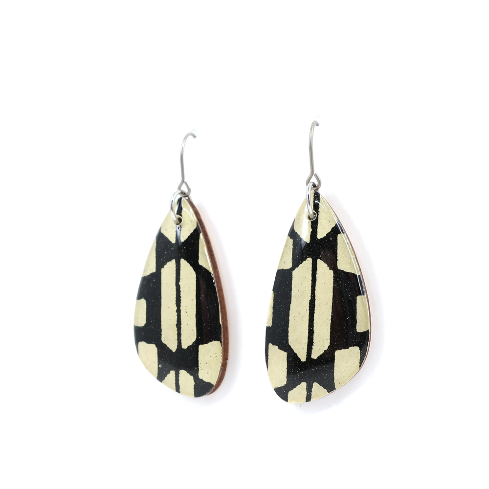 Slim Teardrop Modern Katazome Paper Dangles