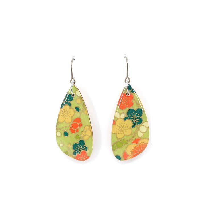 Floral Japanese Chiyogami Earrings