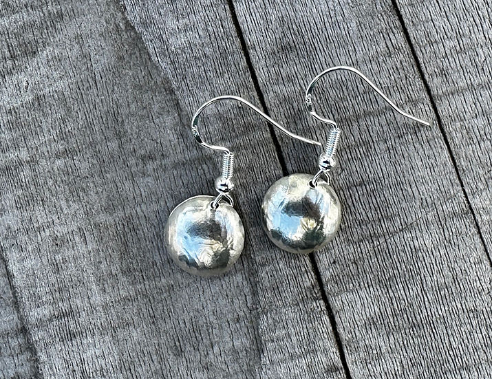 Domed Silver Moon Earrings by Michele Bianchi