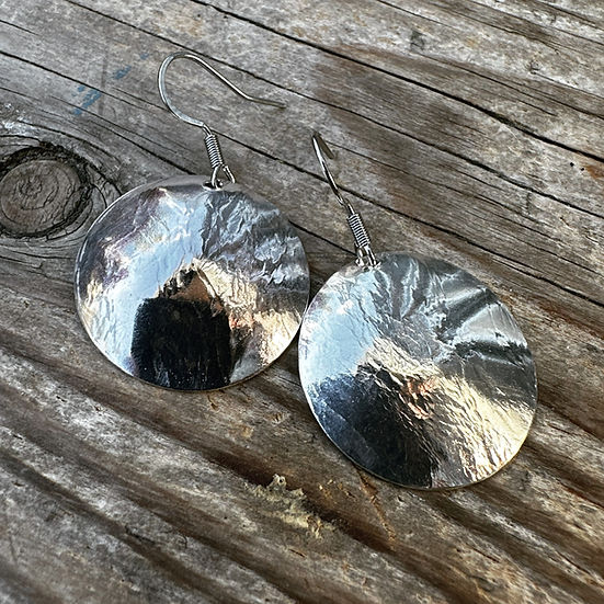 Domed Silver Moon Earrings by Michele Bianchi