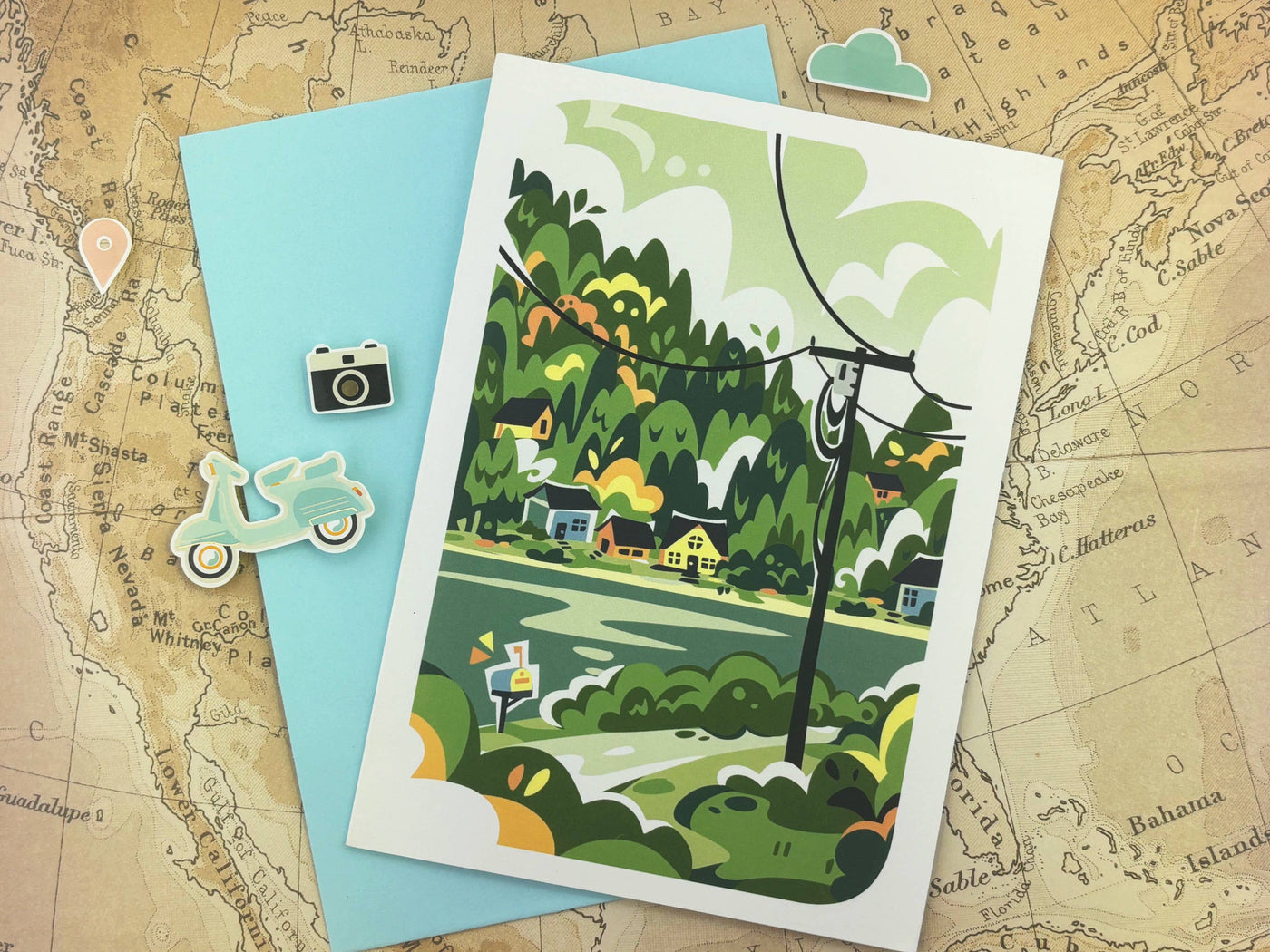 Bainbridge Island Puget Sound Trees Travel Greeting Card