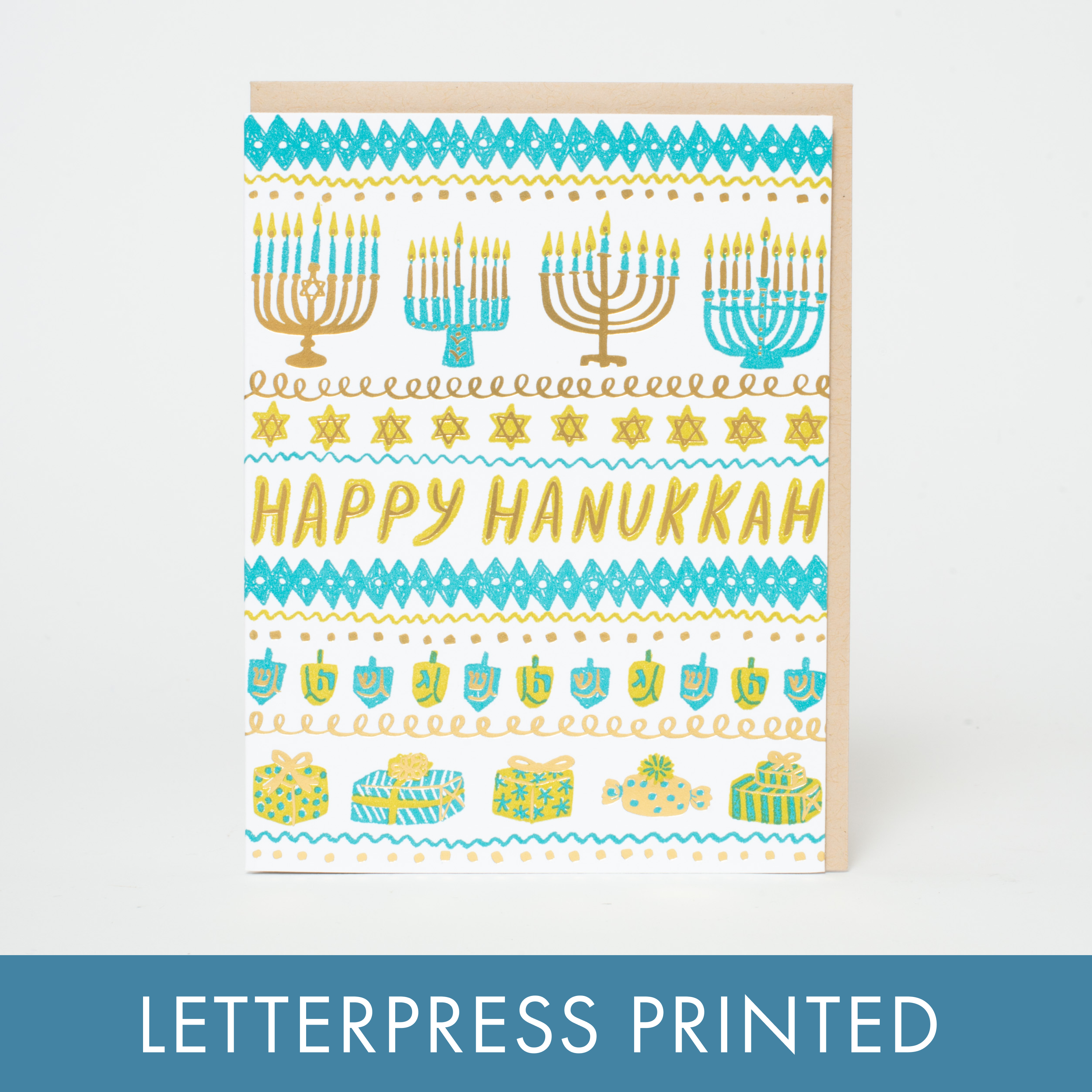 Hanukkah Stripes Greeting Card by Phoebe Wahl