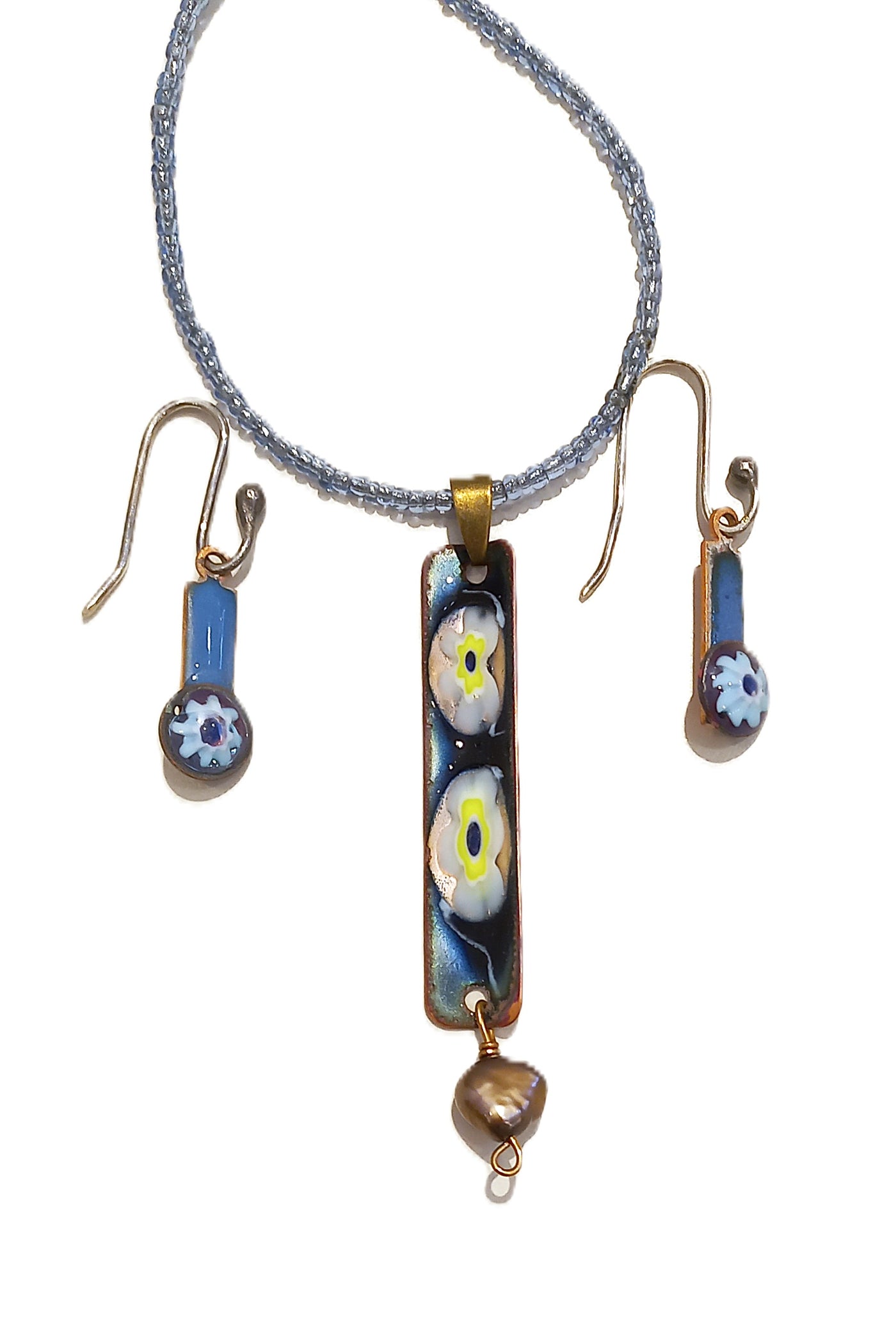 Enamel Pendant & Earrings by Heidi Jack