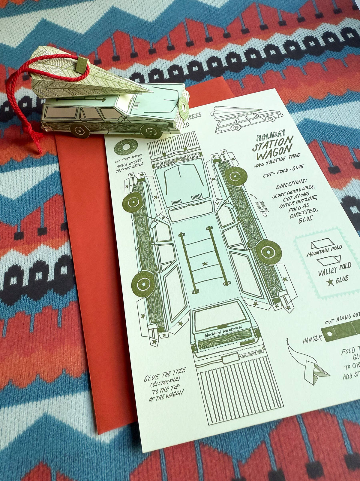 Holiday Station Wagon & Xmas Tree 3D Card