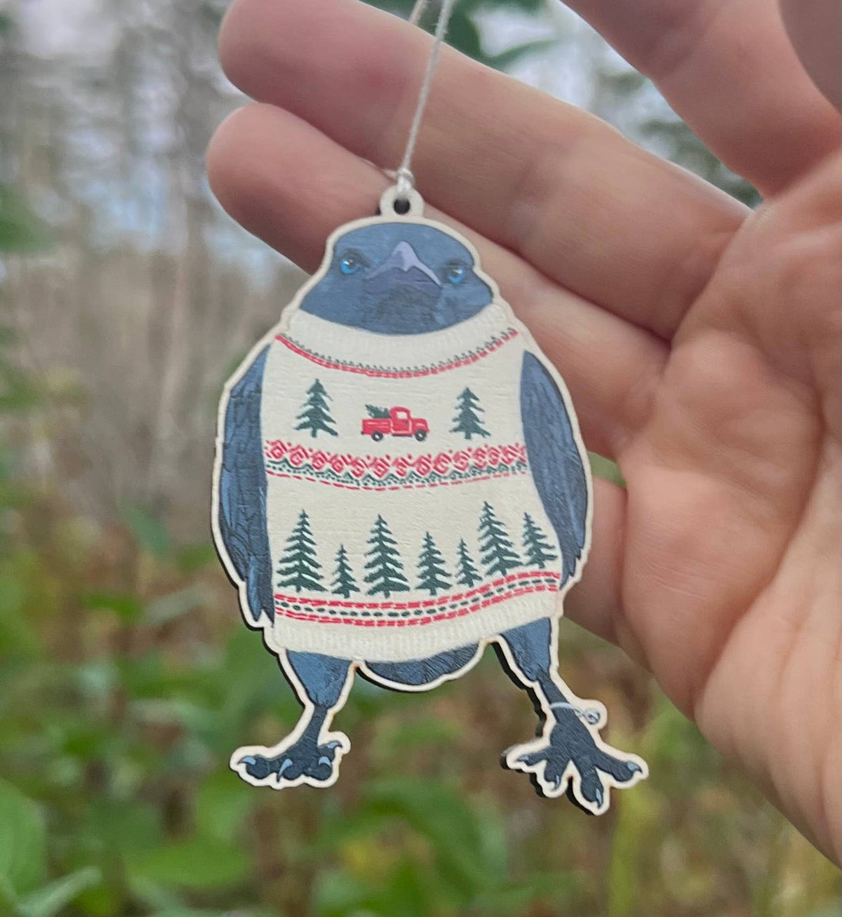 Sweater Raven Ornament 