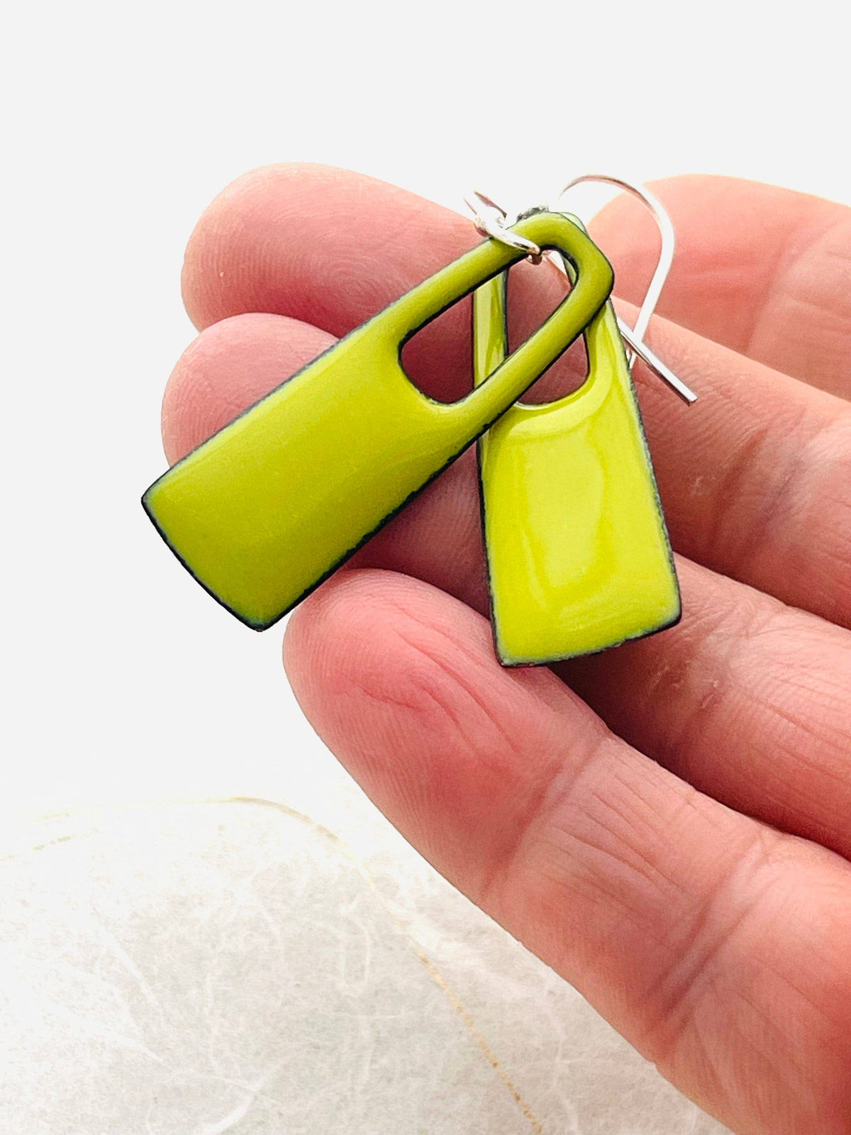 Small Chartreuse Green Rectangle Earrings