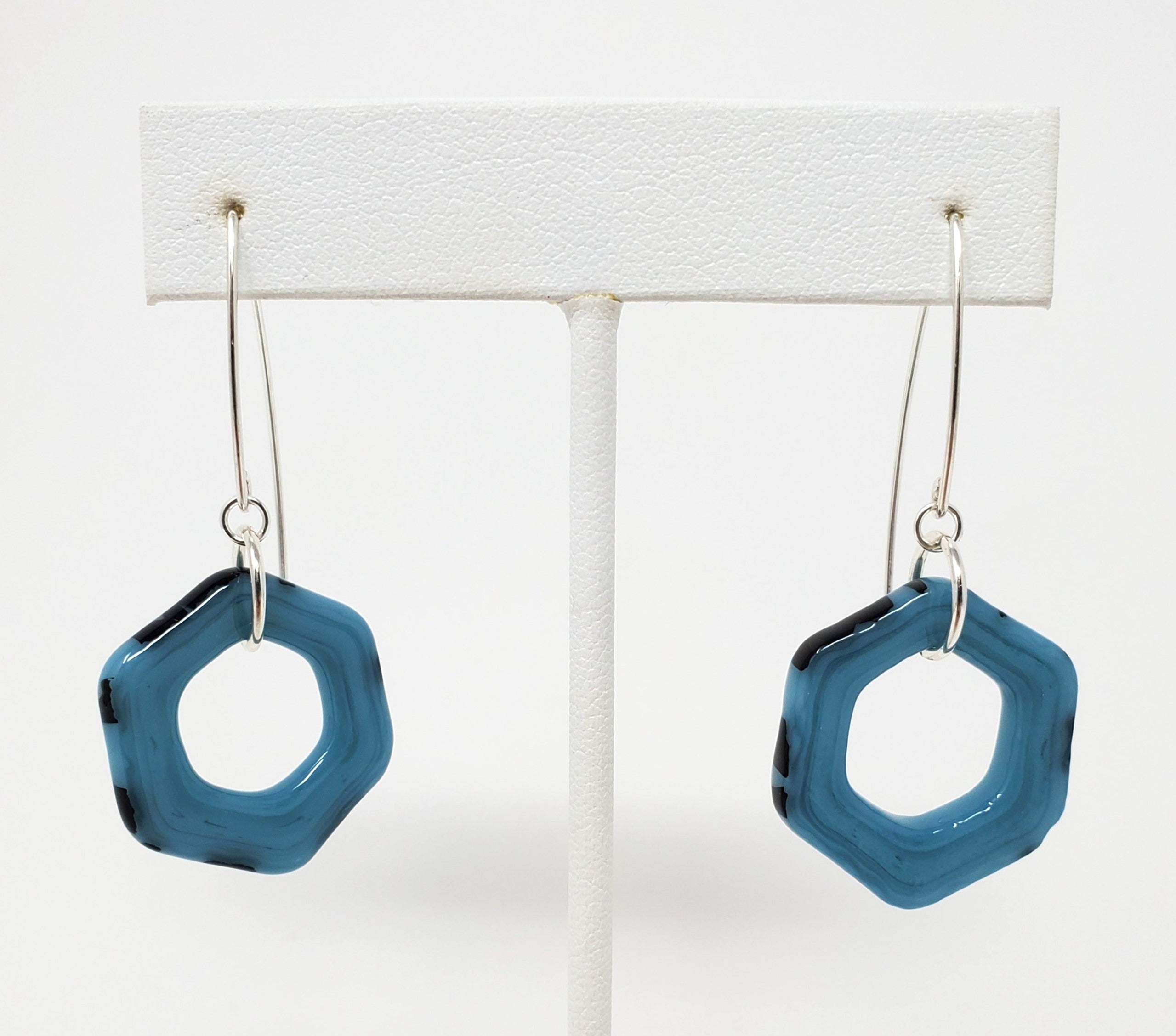 Blue with Black Wrap Glass Earrings by Kait Rhoads