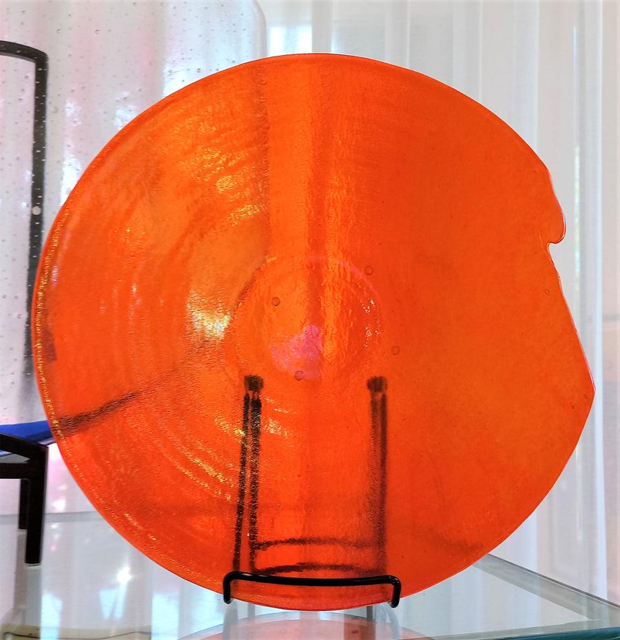 Orange Crescent Moon Bowl by Mesolini Glass Studio