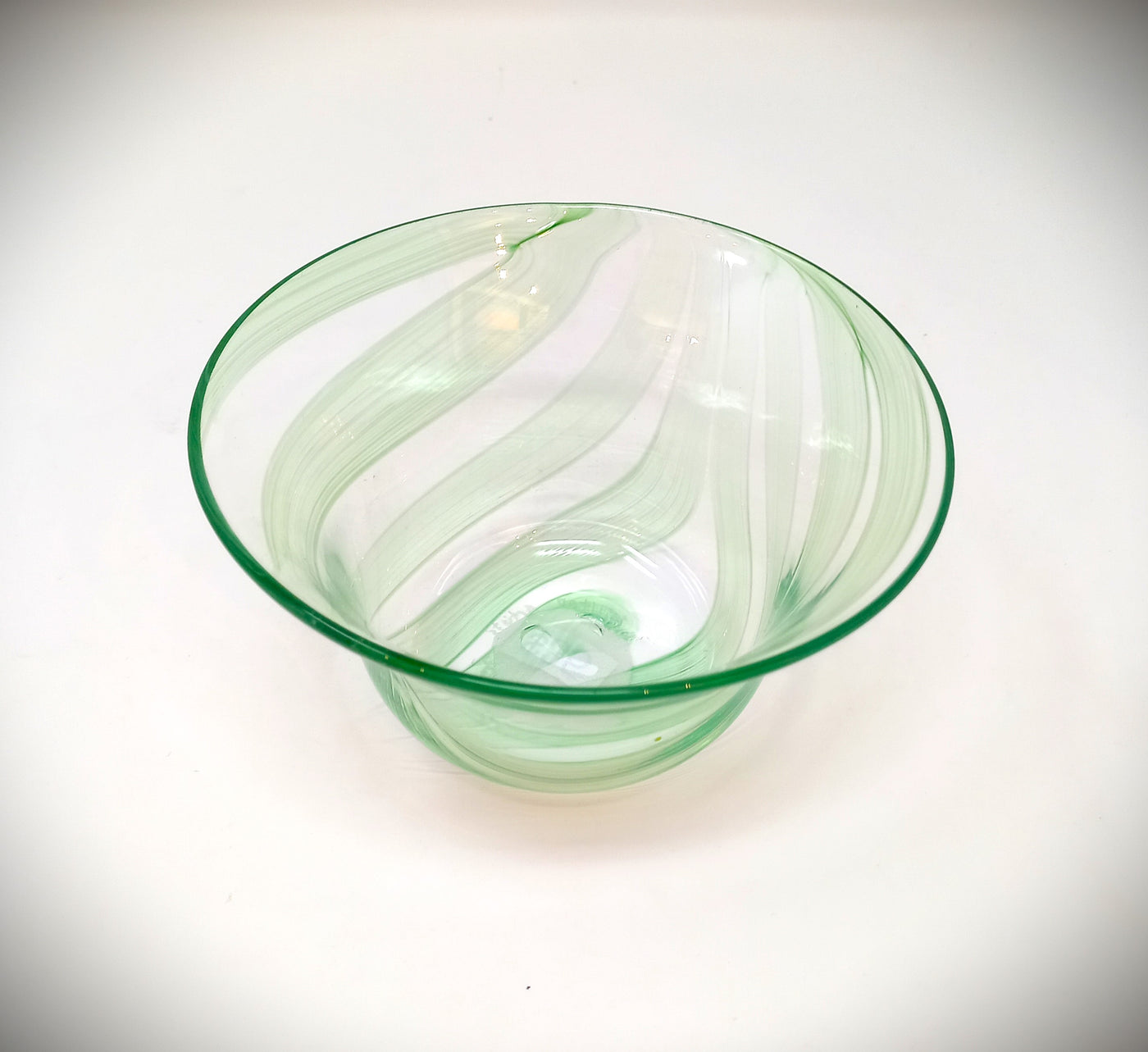 Green Stripe Blown Glass Bowl