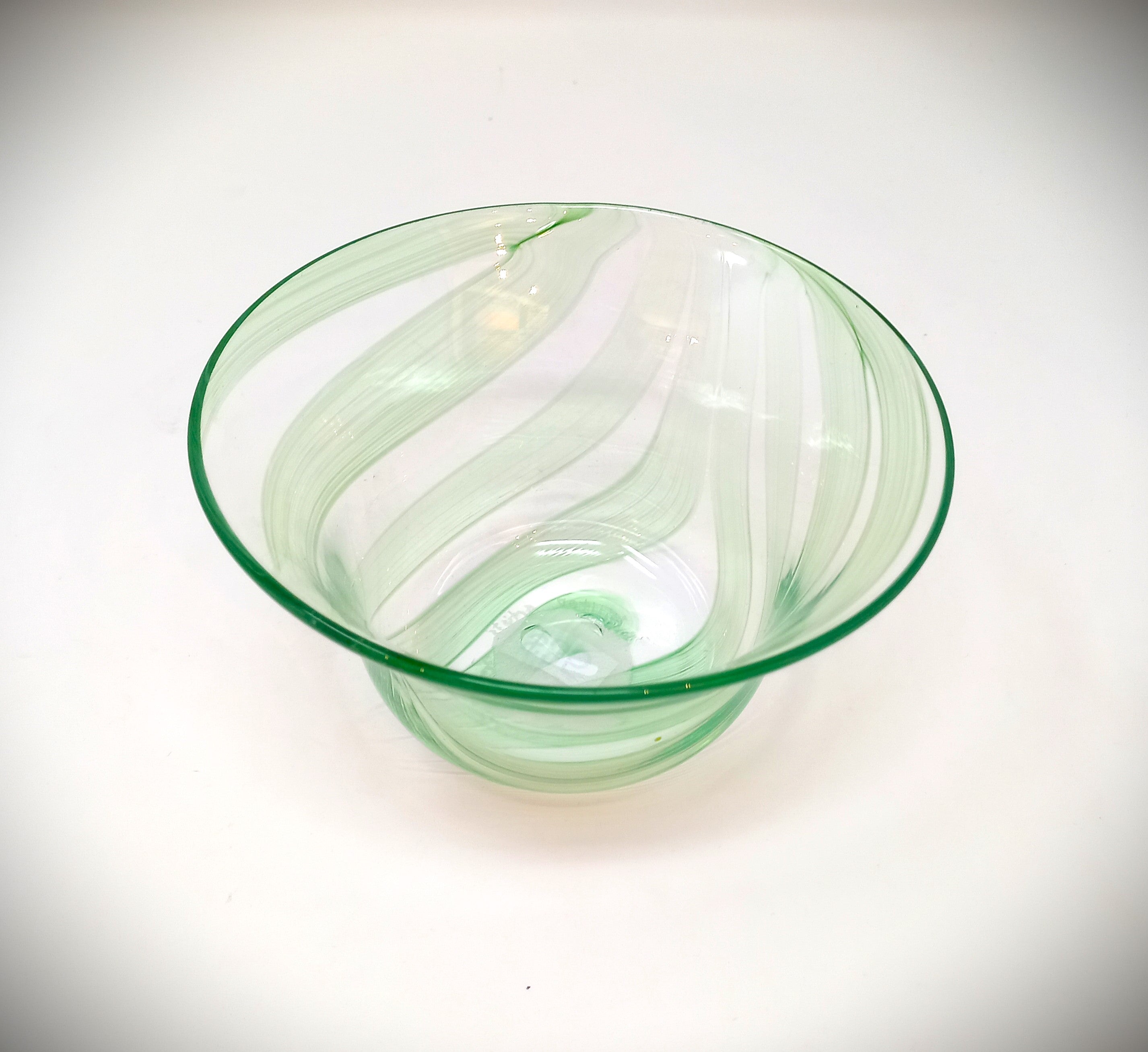 Green Stripe Blown Glass Bowl