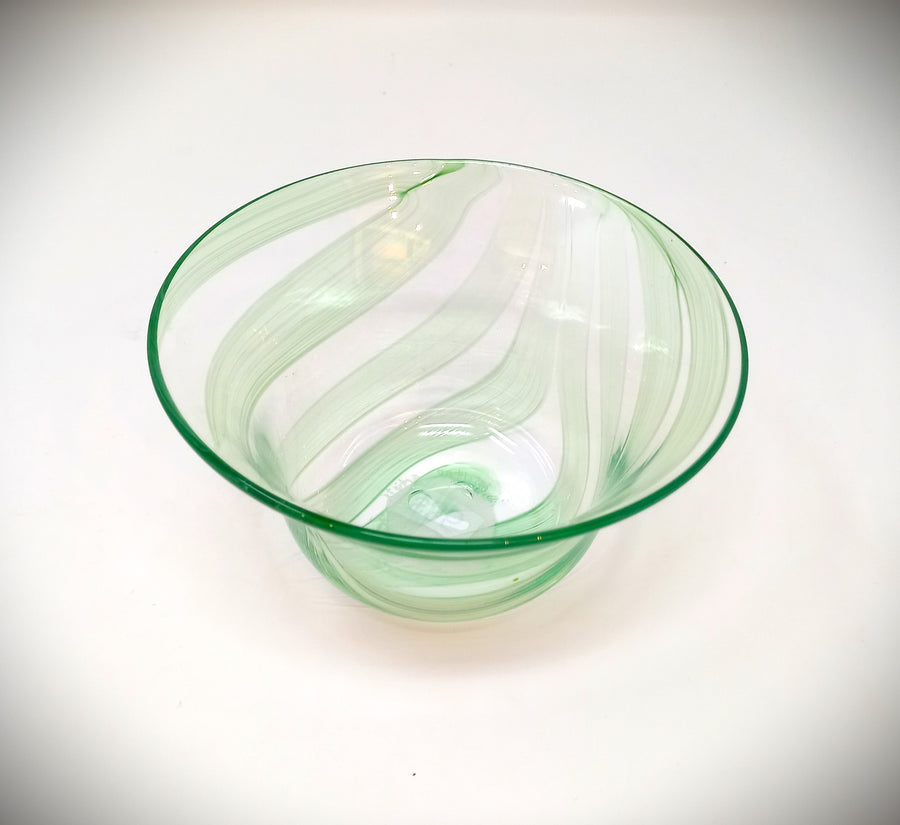 Green Stripe Blown Glass Bowl