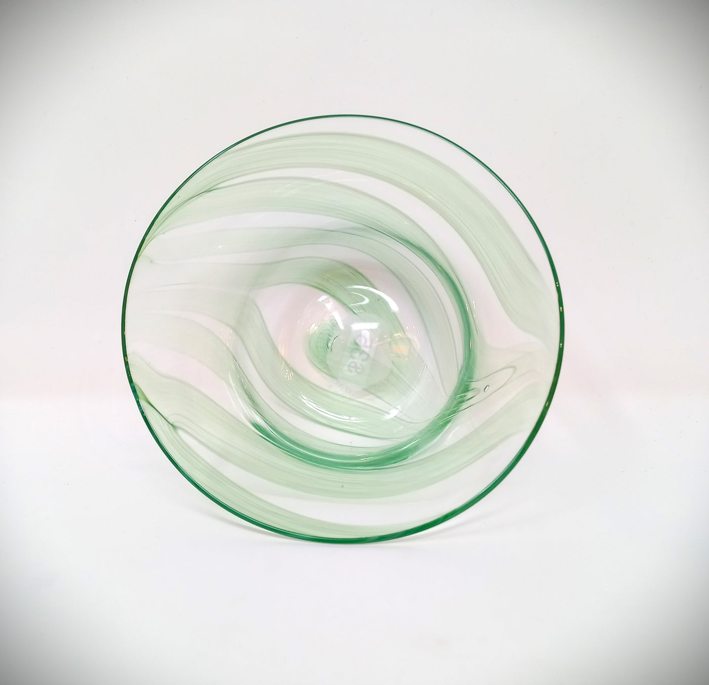 Green Stripe Blown Glass Bowl