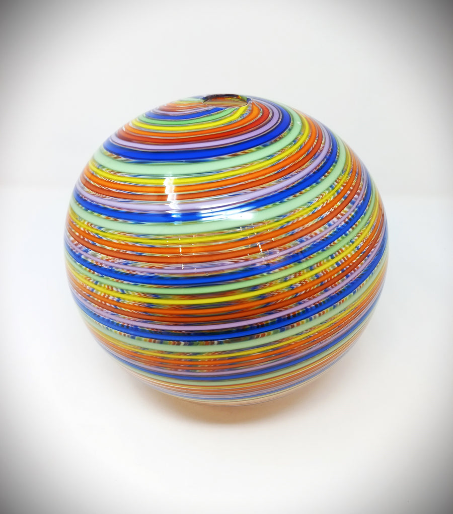 Rainbow Stripe Orb Vase Showpiece by Hilltop Artists