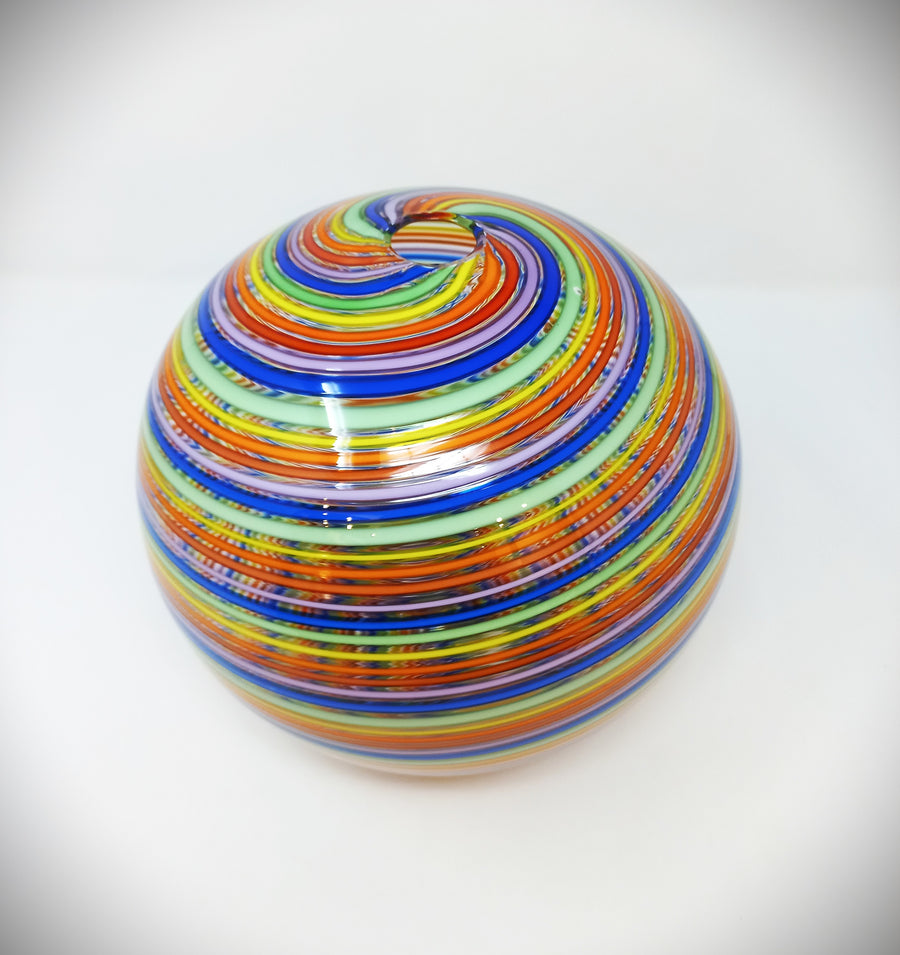 Rainbow Stripe Orb Vase Showpiece by Hilltop Artists