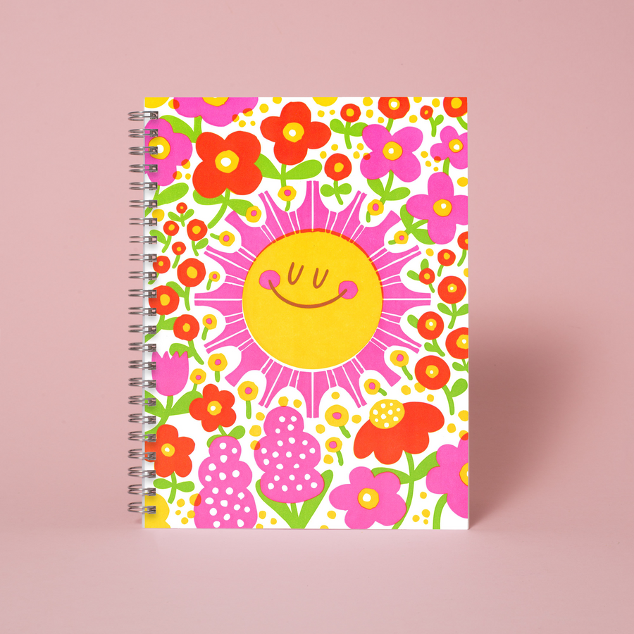 Sunshine & Flowers Spiral Blank Notebook