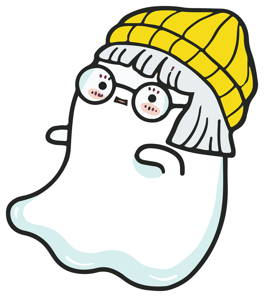 Yellow Beanie Ghost Sticker