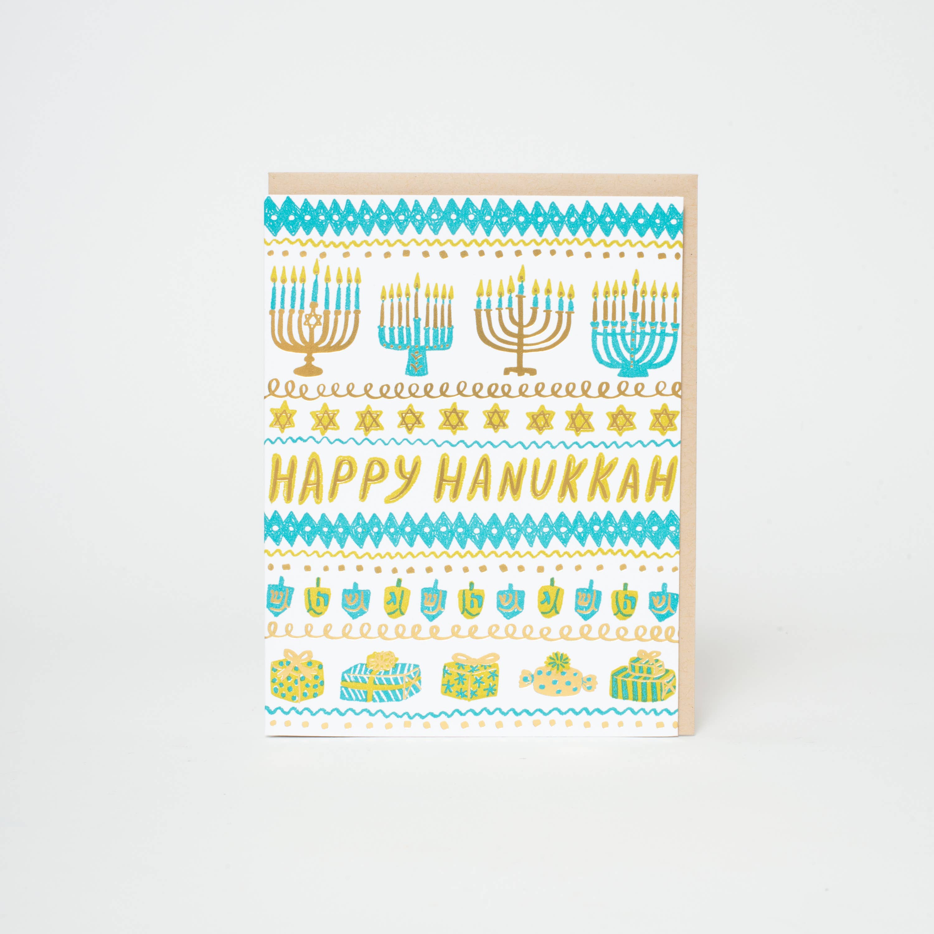 Hanukkah Stripes Greeting Card by Phoebe Wahl