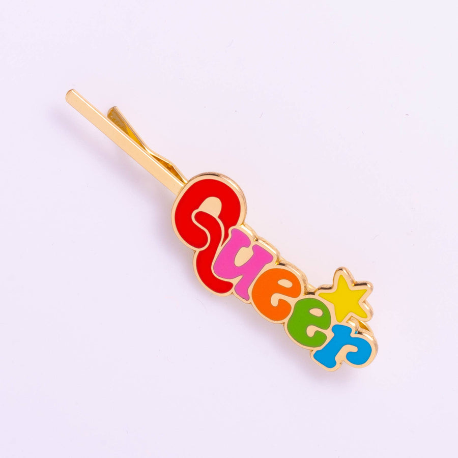 Queer Hairpin - 18k Gold Cloisonné Enamel LGBTQIA Jewelry