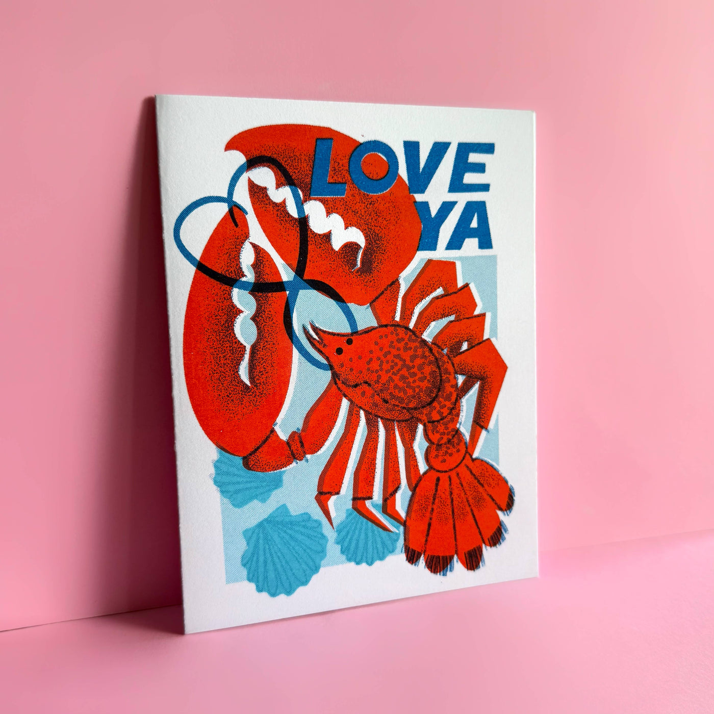 Love Ya Lobster Risograph Love Card