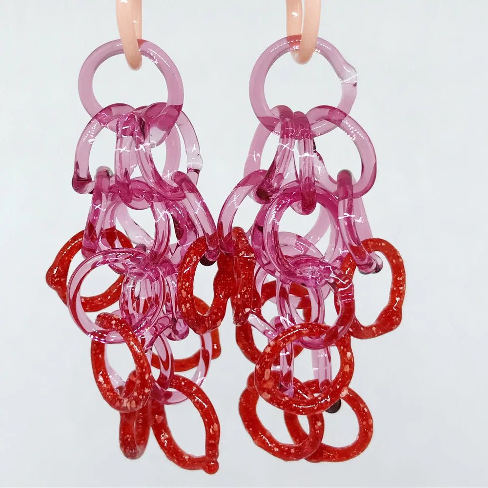 Assorted Large Tonal Glass Tassel Earrings by Inna Patina