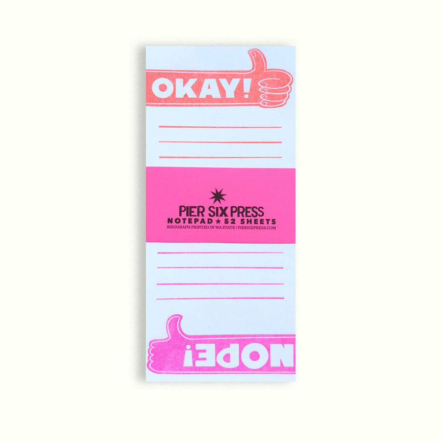 Okay/Nope Reversible - Risograph 'Memo Maker' Notepad