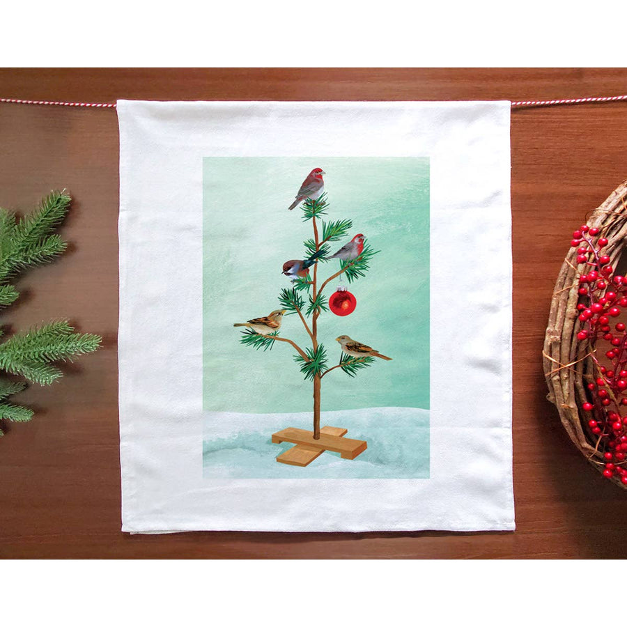 Christmas Birds Tree Holiday Kitchen Towel