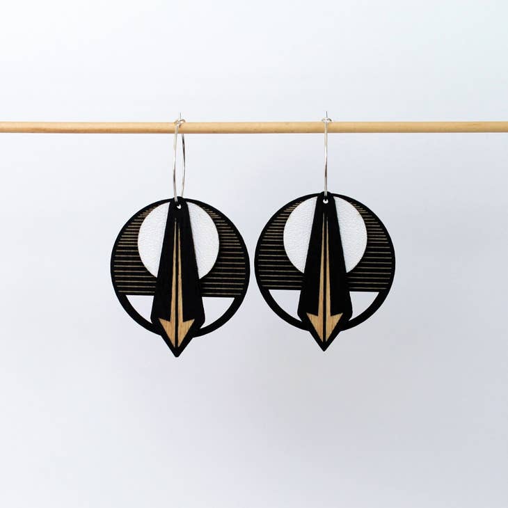 Architectural Black Arrow Earrings