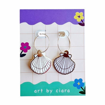 Cream Seashell Hoop Earrings