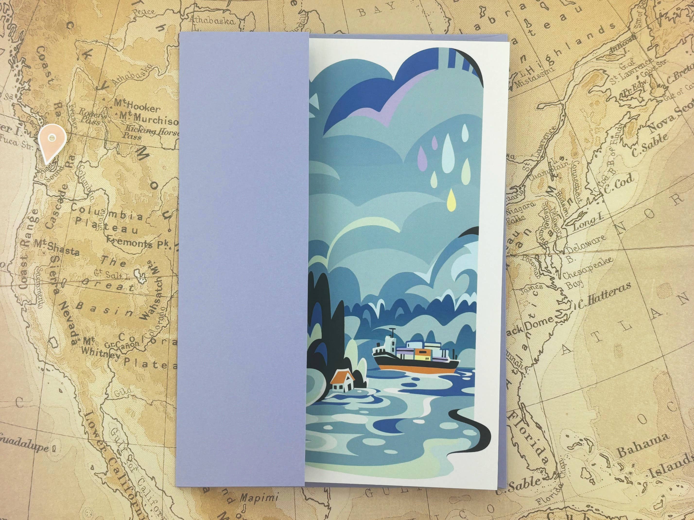 Rainy Seattle Puget Sound Travel Greeting Card