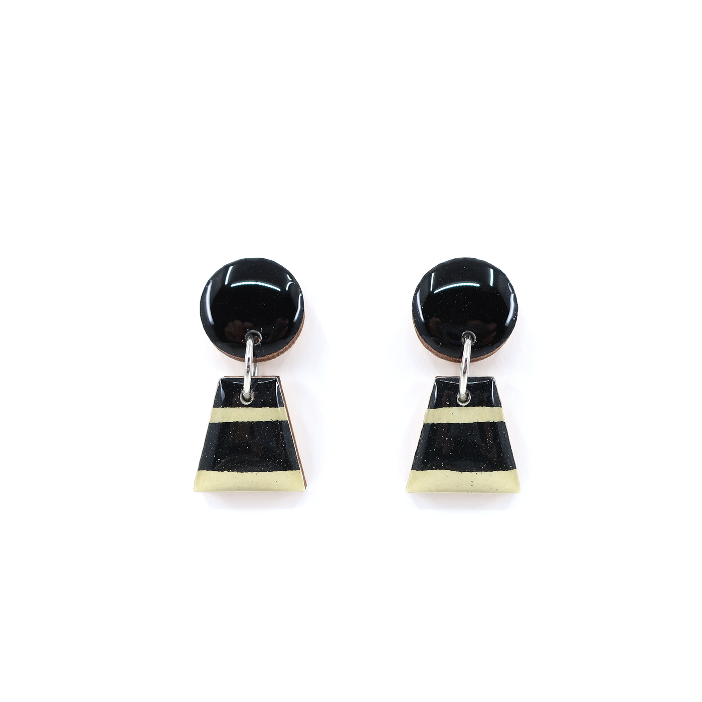 Black and Cream Katazome Modern Dangle Earrings
