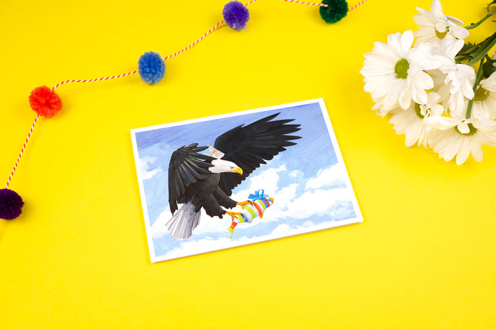 Eagle with Present Birthday Card