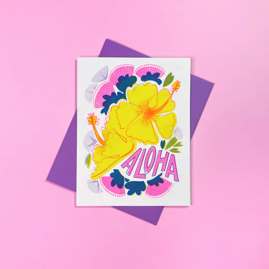 Aloha - Hello Hawaii Risograph Greeting Card