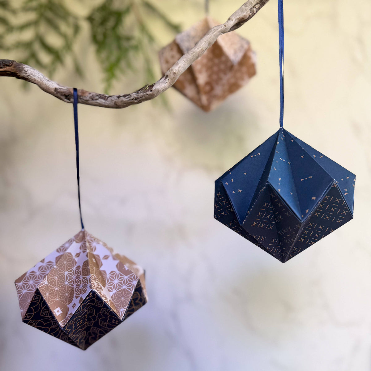 Paper Ornament Craft Kit / Blue & Gold