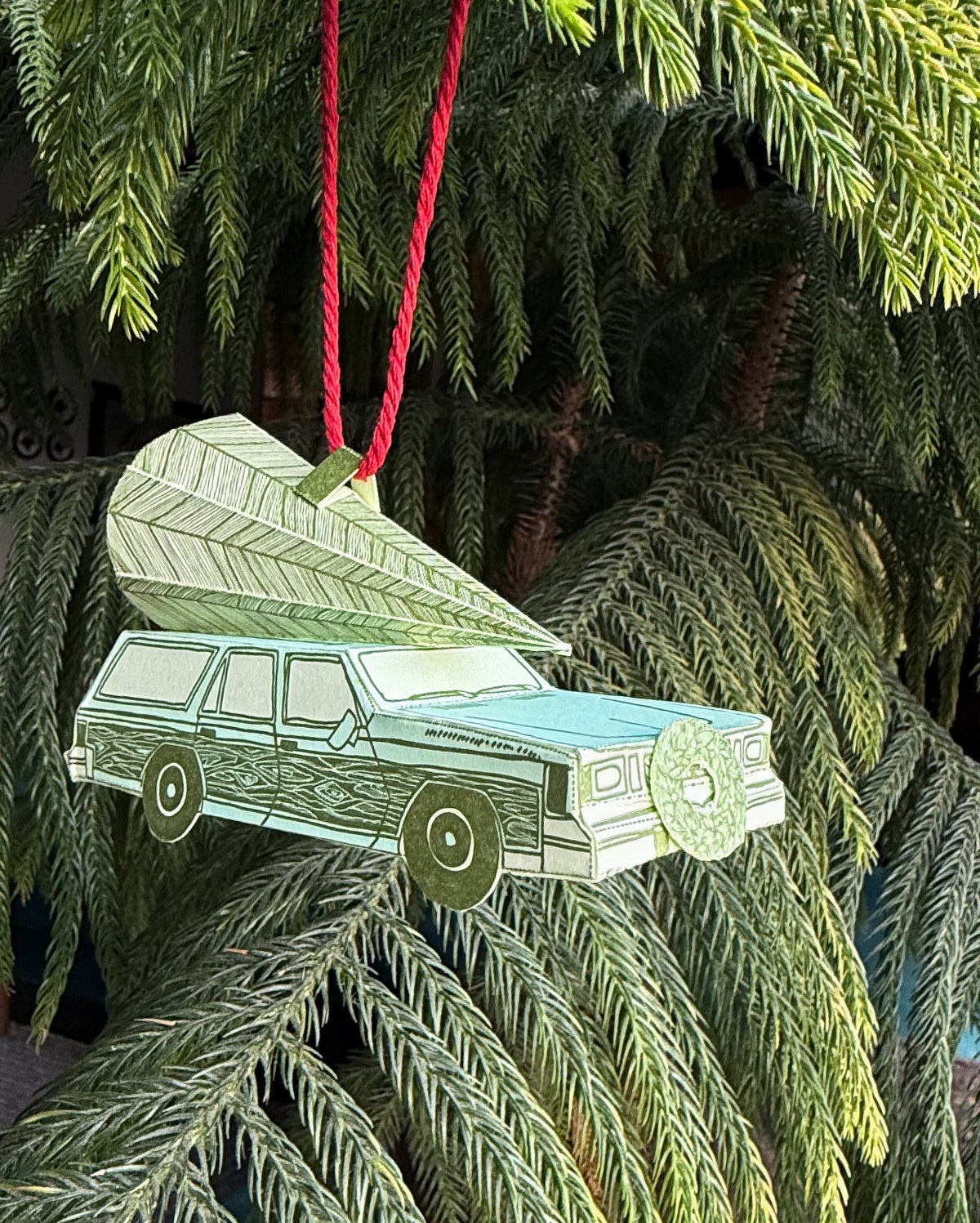 Holiday Station Wagon & Xmas Tree 3D Card