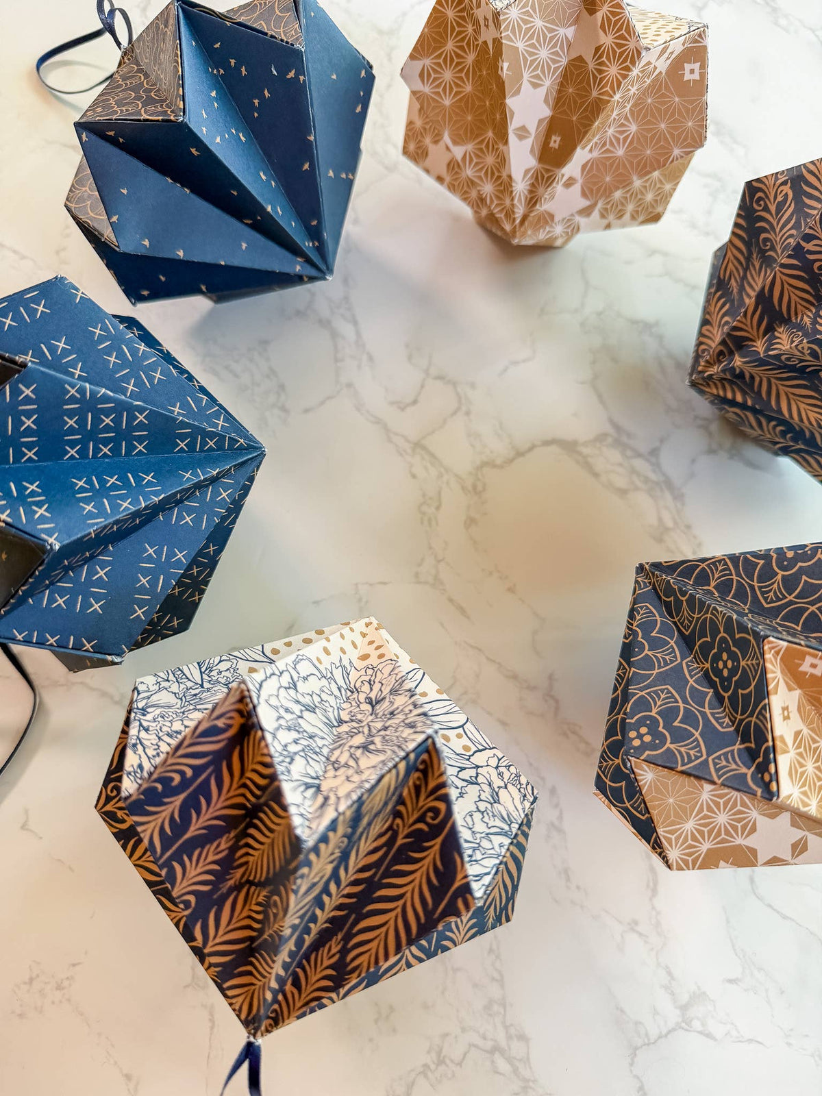 Paper Ornament Craft Kit / Blue & Gold