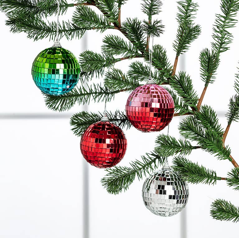 Silver Mirror Ball Ornament