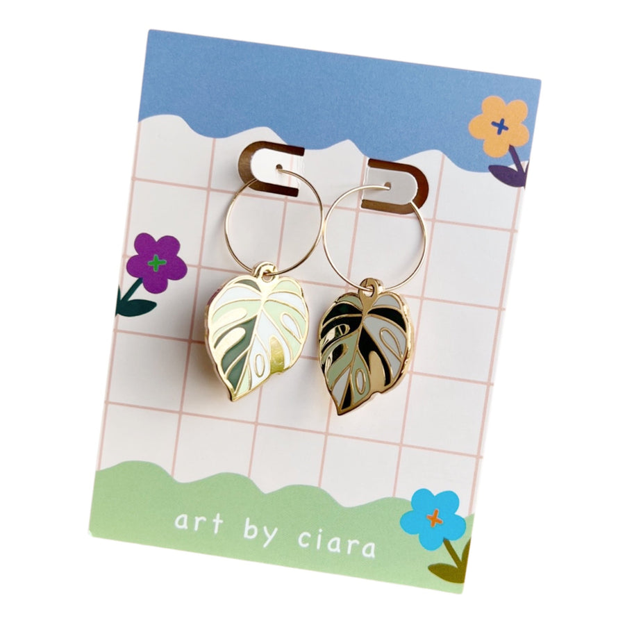 Monstera Hoop Earrings