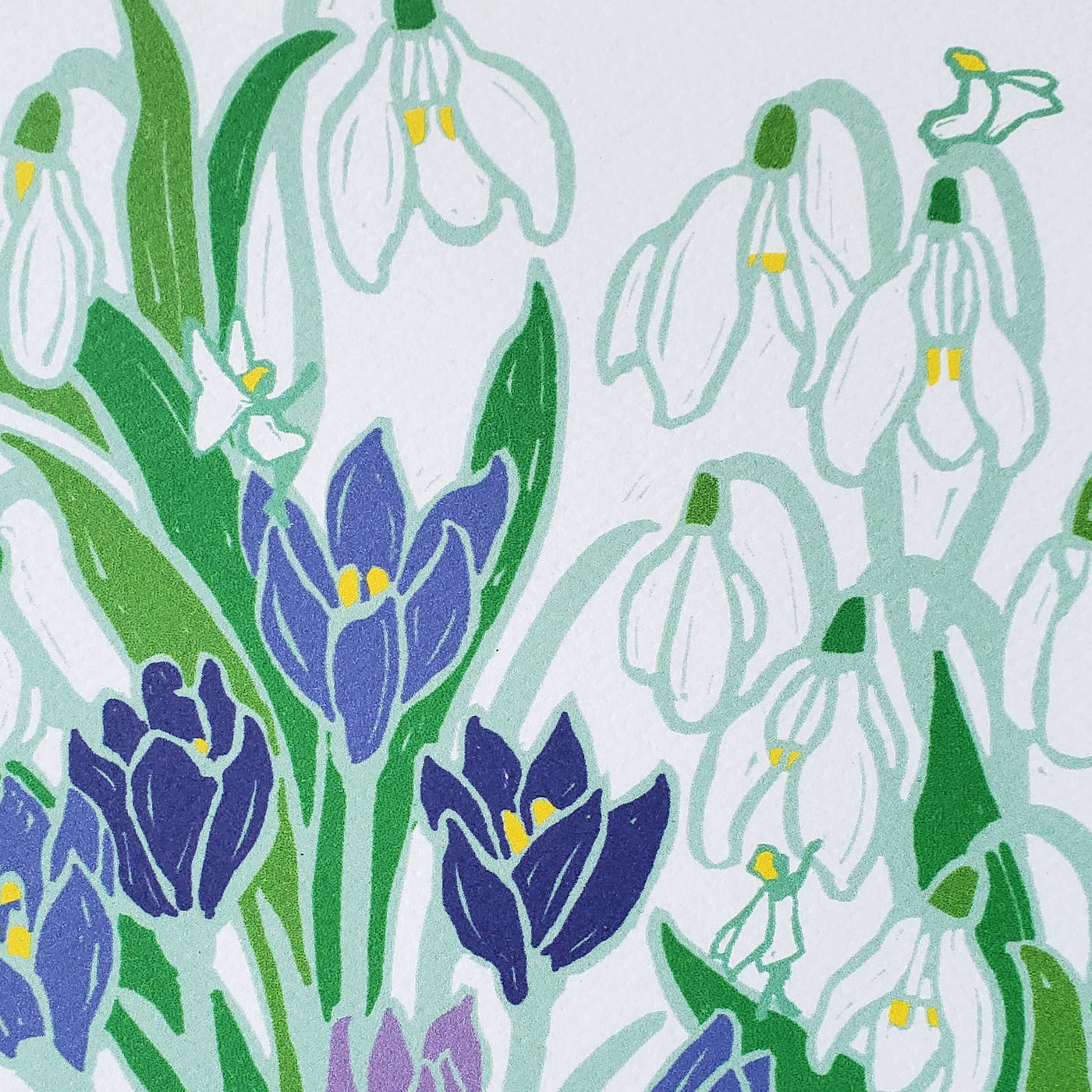 Botanical Snowdrop & Crocus Spring Blank Greeting Card